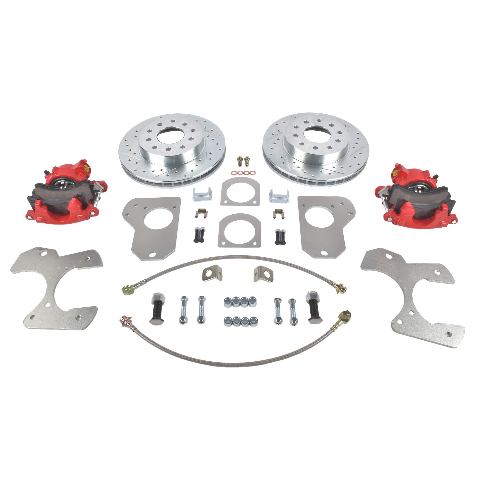 For 1982-1992 Chevy S-10 Rear Disc Brake Conversion Kit Red Caliper Non-E Brake