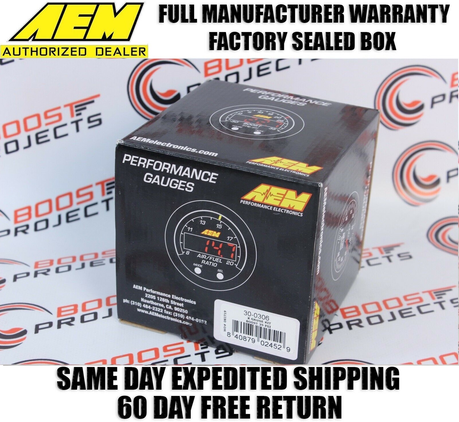 AEM X-Series Boost Display 52mm Gauge -30in Hg to 35psi / -1 to 2.5bar 30-0306