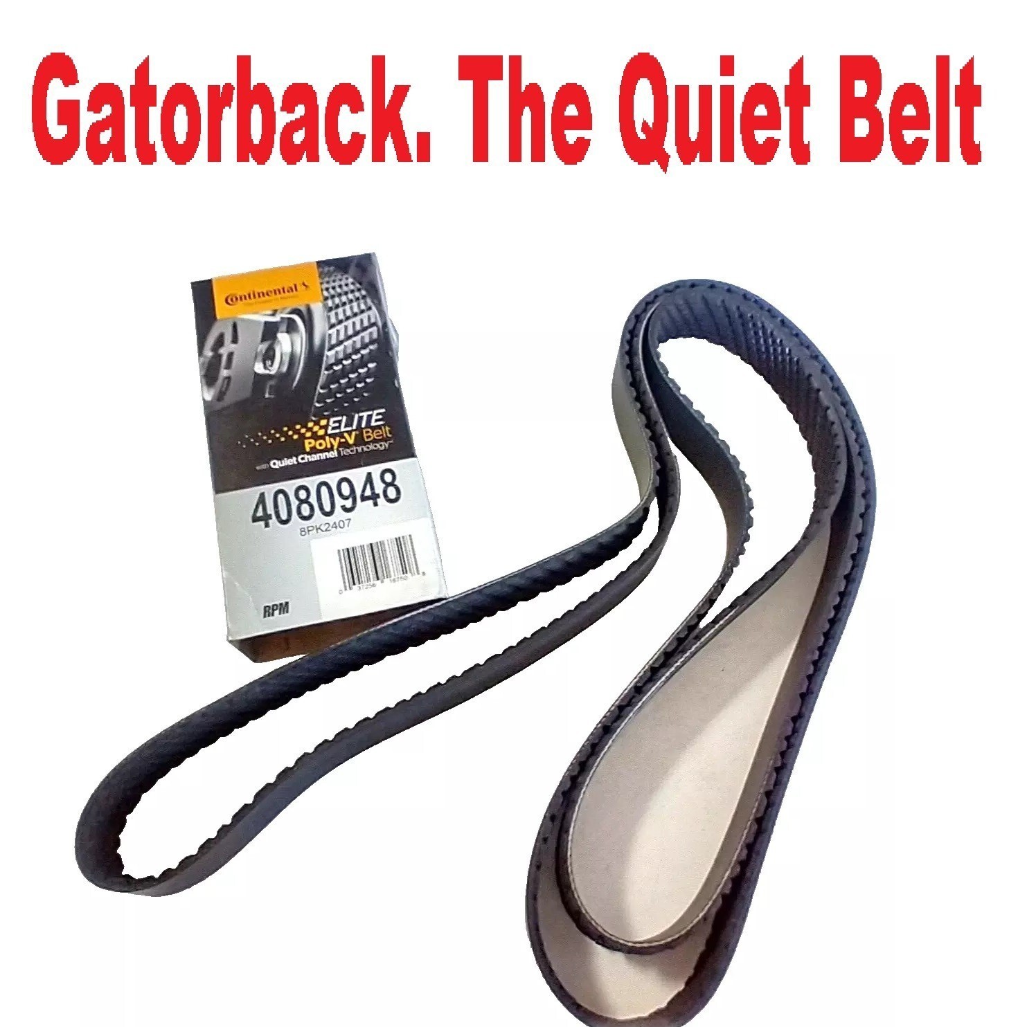 Serpentine Poly-V Belt Quiet Belt Gatorback CONTINENTAL ELITE 4080948, 8PK2407 Serpentine Poly-V Belt Quiet Belt Gatorback CONTINENTAL ELITE 4080948, 8PK2407