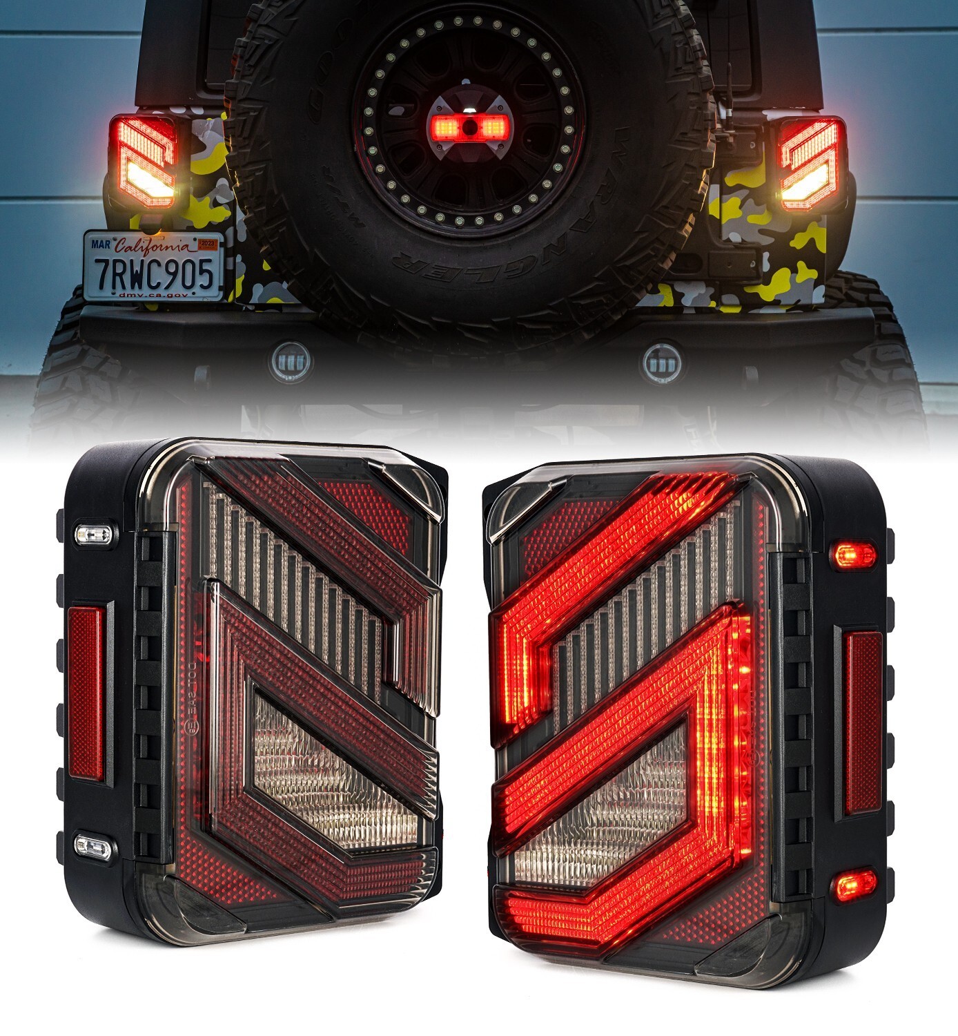 LED Tail Lights for 2007-2018 Jeep Wrangler JK JKU Brake Turn Signal Clear Lamps