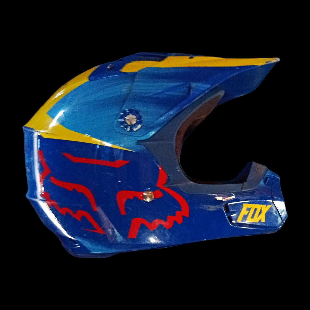 Fox Racing V1 Pilot Helmet Vandal Large Blue Red Yellow Motocross MTB Snell Men Fox Racing V1 Pilot Helmet Vandal Large Blue Red Yellow Motocross MTB Snell Men
