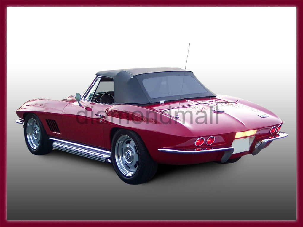 Fits Chevy Chevrolet Corvette 1963-1967 Convertible Soft Top Black Canvas Cloth