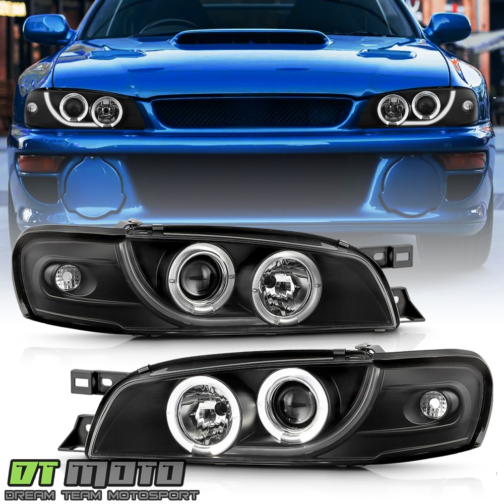 For 1993-2001 Subaru Impreza LED Halo Projector Headlights Headlamps Left+Right For 1993-2001 Subaru Impreza LED Halo Projector Headlights Headlamps Left+Right