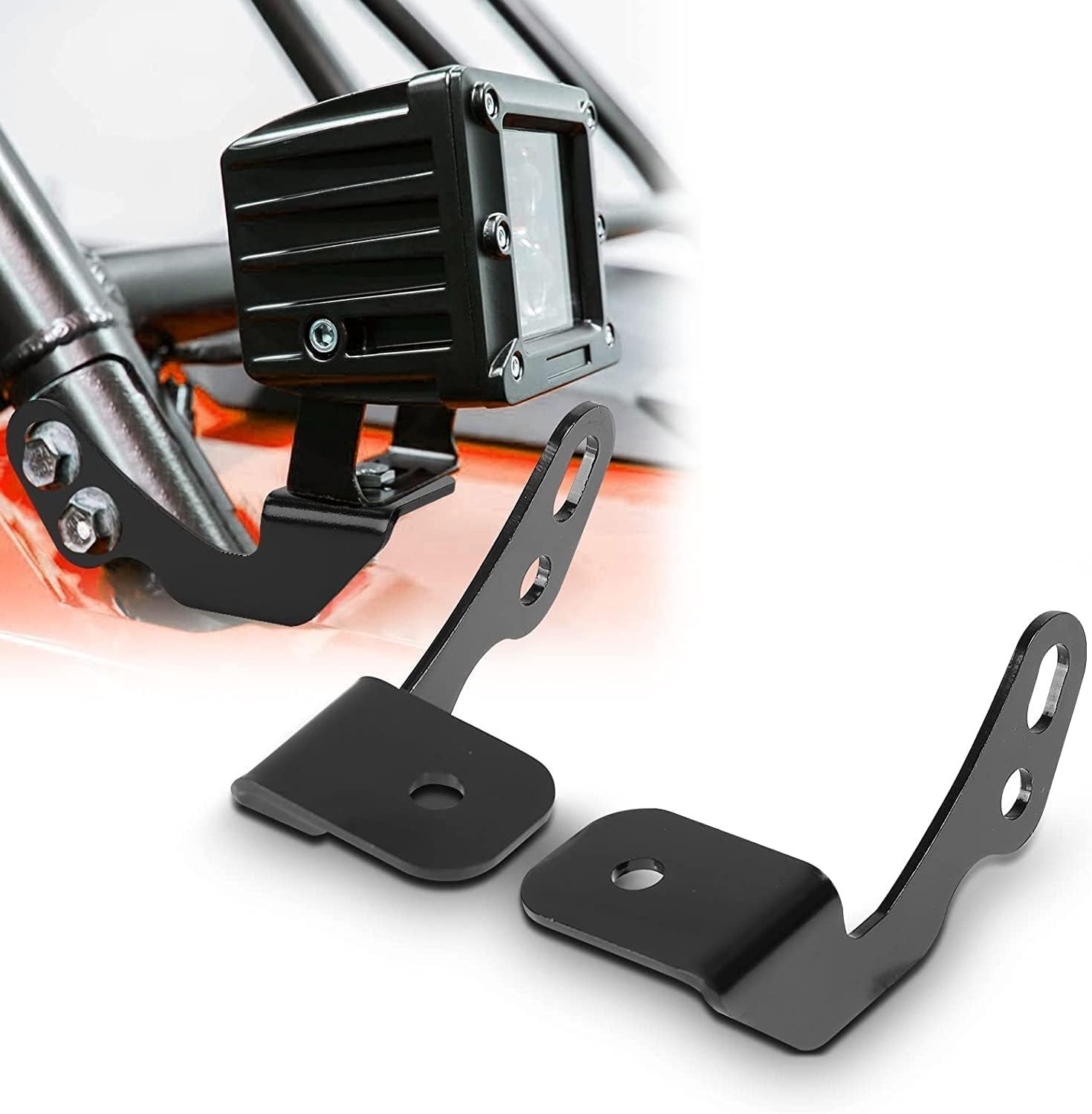 KEMIMOTO UTV Pod Light Brackets LED A-Pillar Mount Compatible Black KEMIMOTO UTV Pod Light Brackets LED A-Pillar Mount Compatible Black