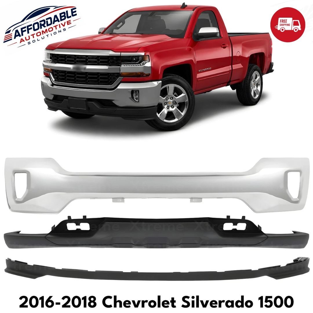 Front Bumper Chrome & Valance For 2016-2018 Chevrolet Silverado 1500