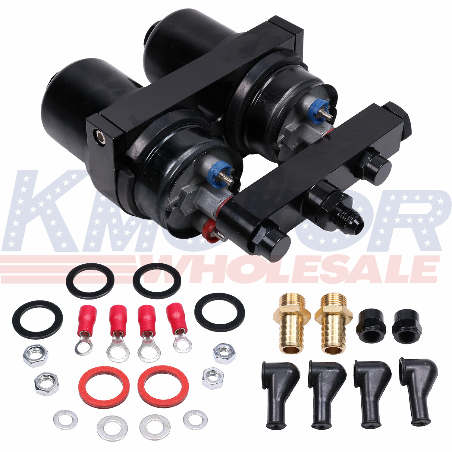 2PCS 300LPH External Fuel Pump 0580 254 044 W/ Double Hole Fuel Pump Bracket 044
