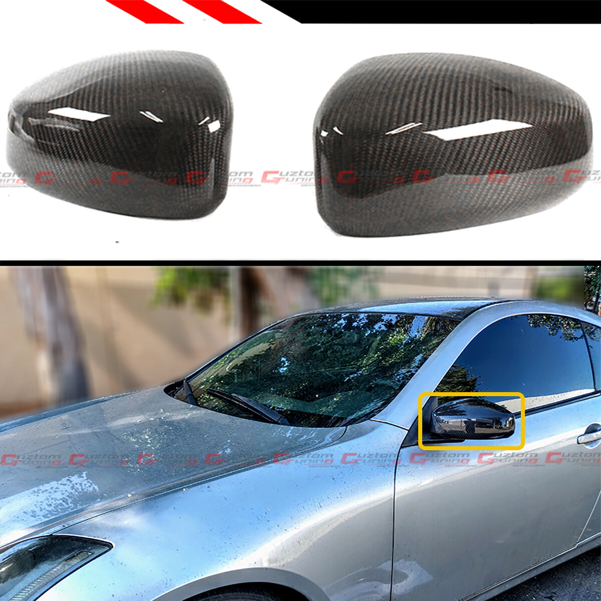 FOR 2003-2007 INFINITI G35 COUPE CARBON FIBER JDM DIRECT ADD-ON MIRROR COVER CAP FOR 2003-2007 INFINITI G35 COUPE CARBON FIBER JDM DIRECT ADD-ON MIRROR COVER CAP