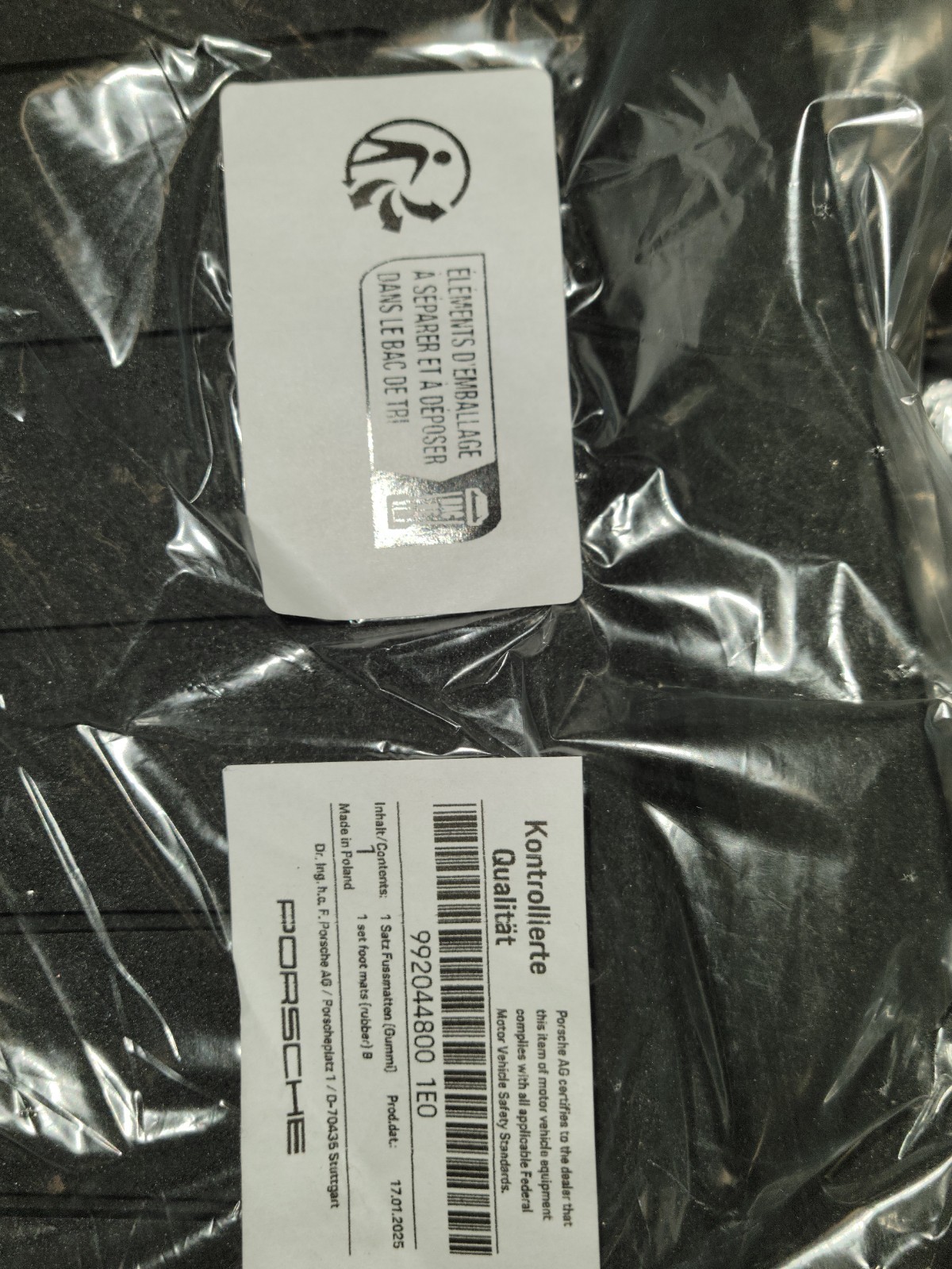 Genuine Porsche GT3 911 All Weather Floor Mats for 992.2  (2025 / 2026)
