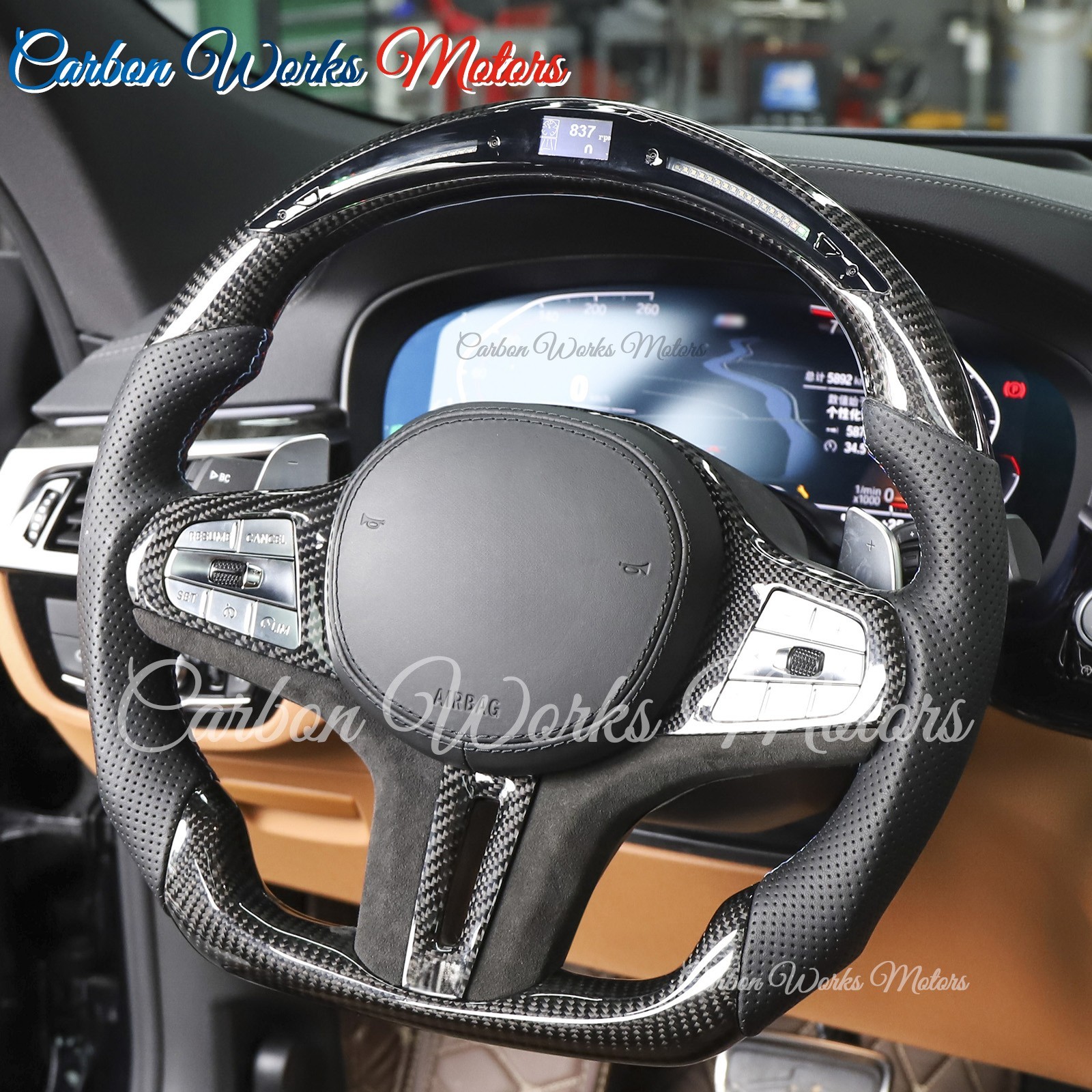 Heated LED Carbon Fiber Steering Wheel For BMW M3 G80 M4 G82 G20 G22 F44 G42 G29