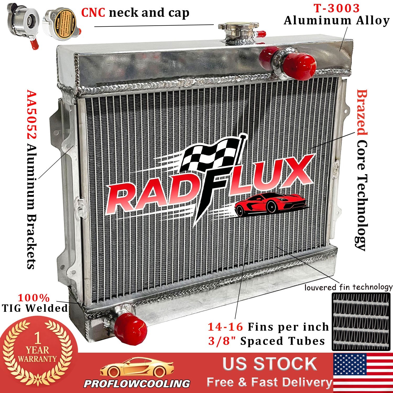 Aluminum Radiator For 1974-1985 80 Toyota Corolla MT KE30 KE38 KE55 KE70 1.6 1.8