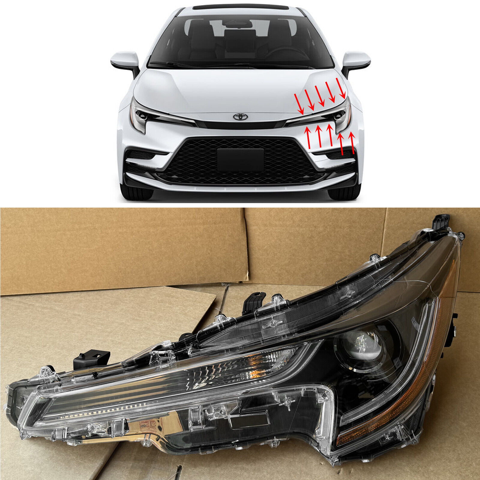 LED Headlight Assembly for 2023 2024 Toyota Corolla L LE Base Left Driver Side