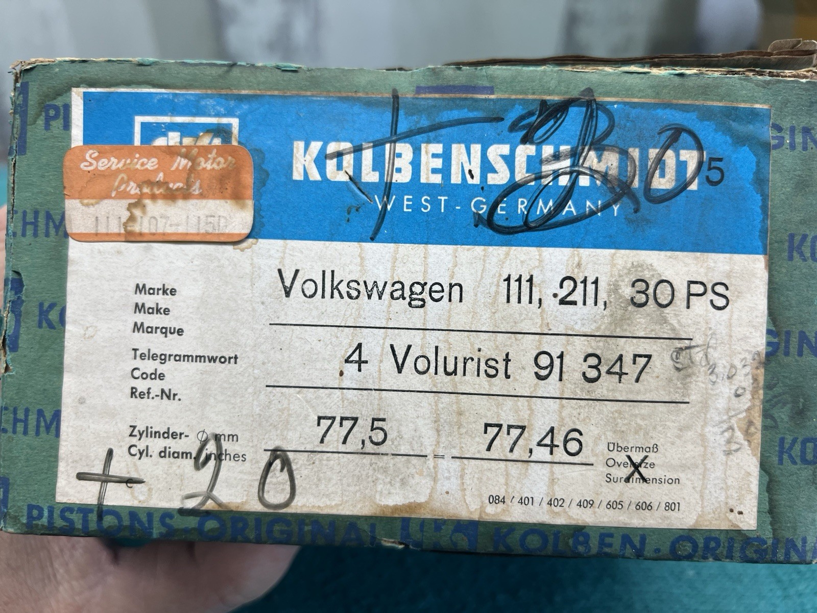 Volkswagen Kolbenschmidt NOS Piston Set  111-107-115D