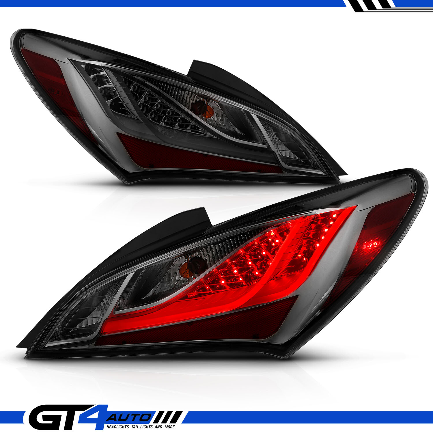 For 10-16 Hyundai Genesis Coupe Smoke Lens Premium LED Bar Tail Brake Lights