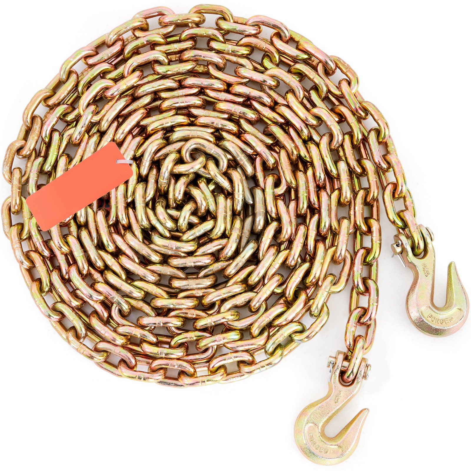 Uimoso 3/8\'\' x 20\' Binder Chain G80 Transport Tow Chain with Hooks 7100lbs