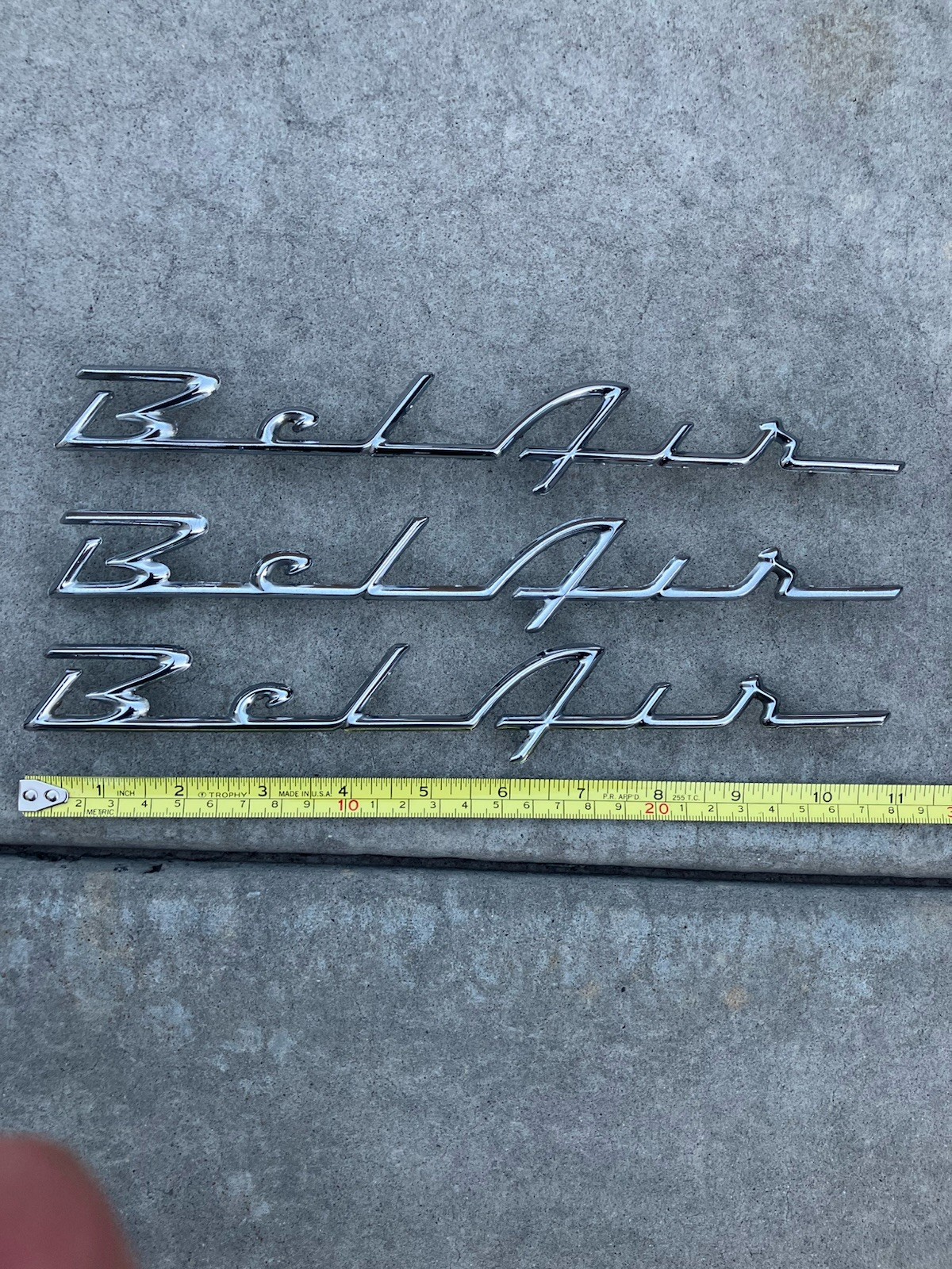 1955-56 Chevrolet Bel Air Emblems, Chrome finish, 3 Emblems