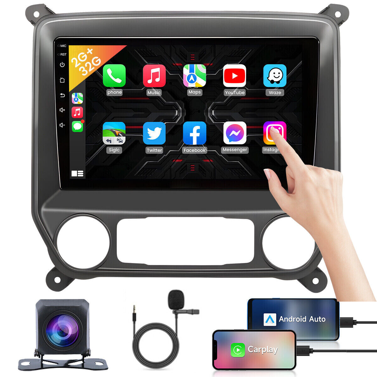 32GB Android 12.0 Car Stereo Radio Carplay GPS For 2014-2018 Chevrolet Silverado