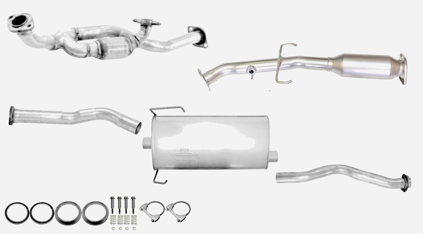Fits: 2001-2003 Toyota Sienna 3.0L Y pipe Cat, Middle Cat Converter, Mid Muffler