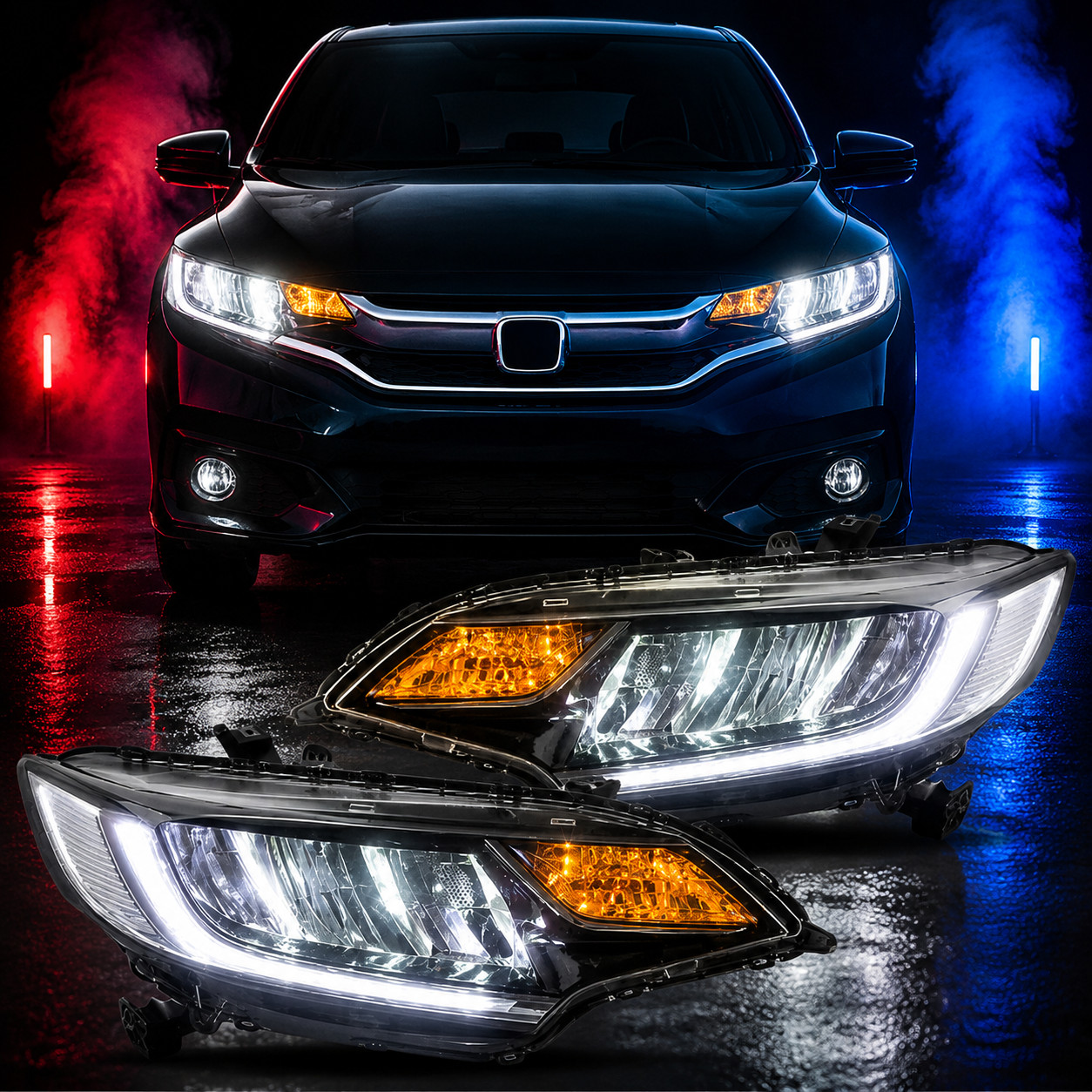 Pair For Honda FIT 2014-2020 FULL LED Projector Headlights Front Lamps Plug&Play Pair For Honda FIT 2014-2020 FULL LED Projector Headlights Front Lamps Plug&Play