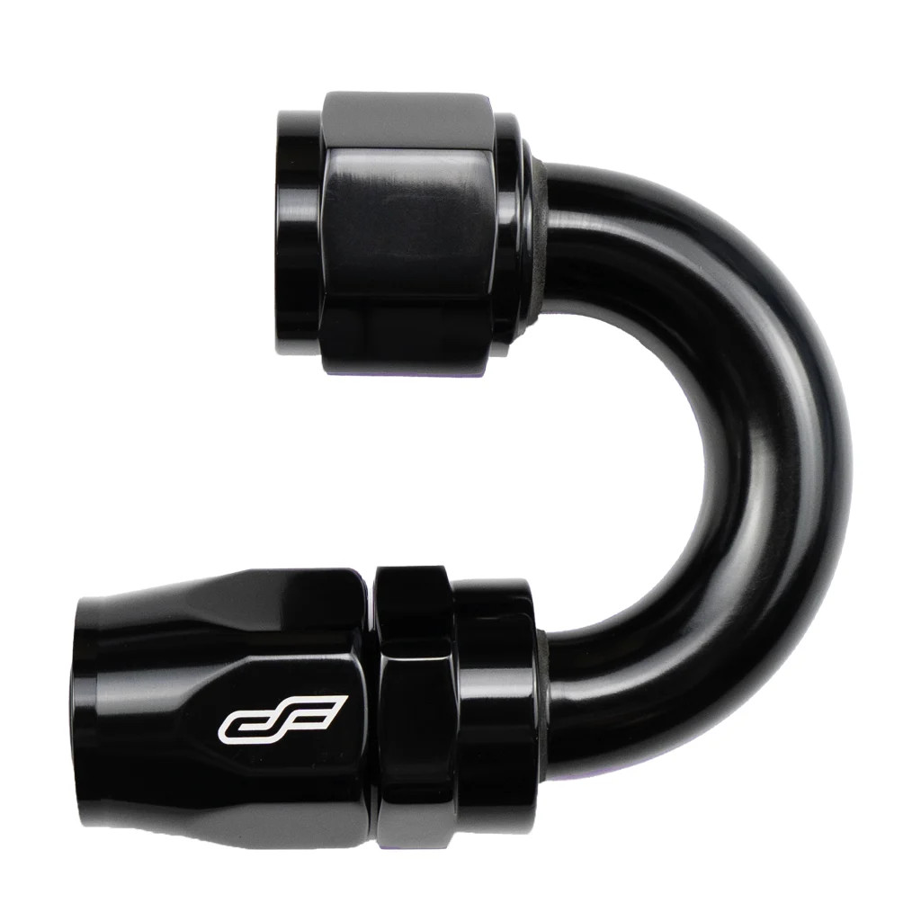 -8 AN 180 Degree Female Aluminum Hose End Fitting - Black