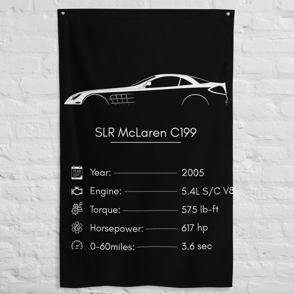 SLR McLaren C199 2005 Car Silhouette Flag 3x5 ft Garage Banner Wall Decor