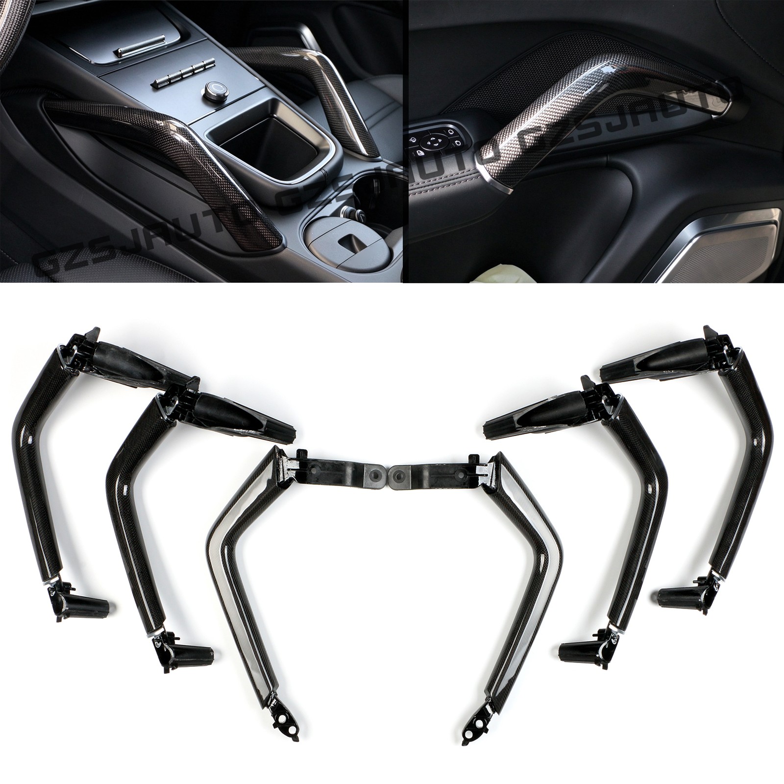 Dry Carbon Fiber For Porsche Cayenne 2018-2026 Inner Door Handles Center Armrest