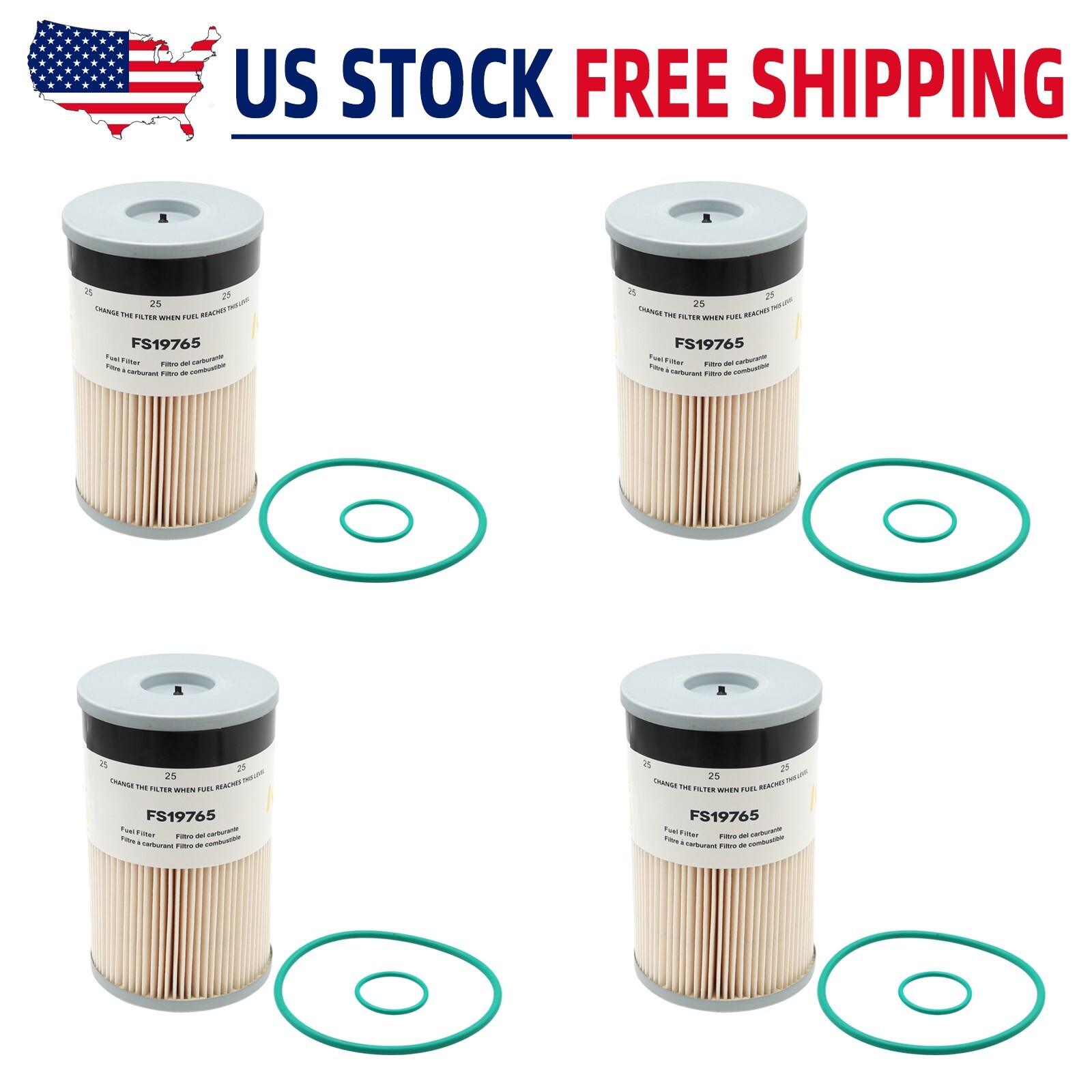 4/PACK FIT FOR FLEETGUARD FUEL WATER SEPARATOR FS19765