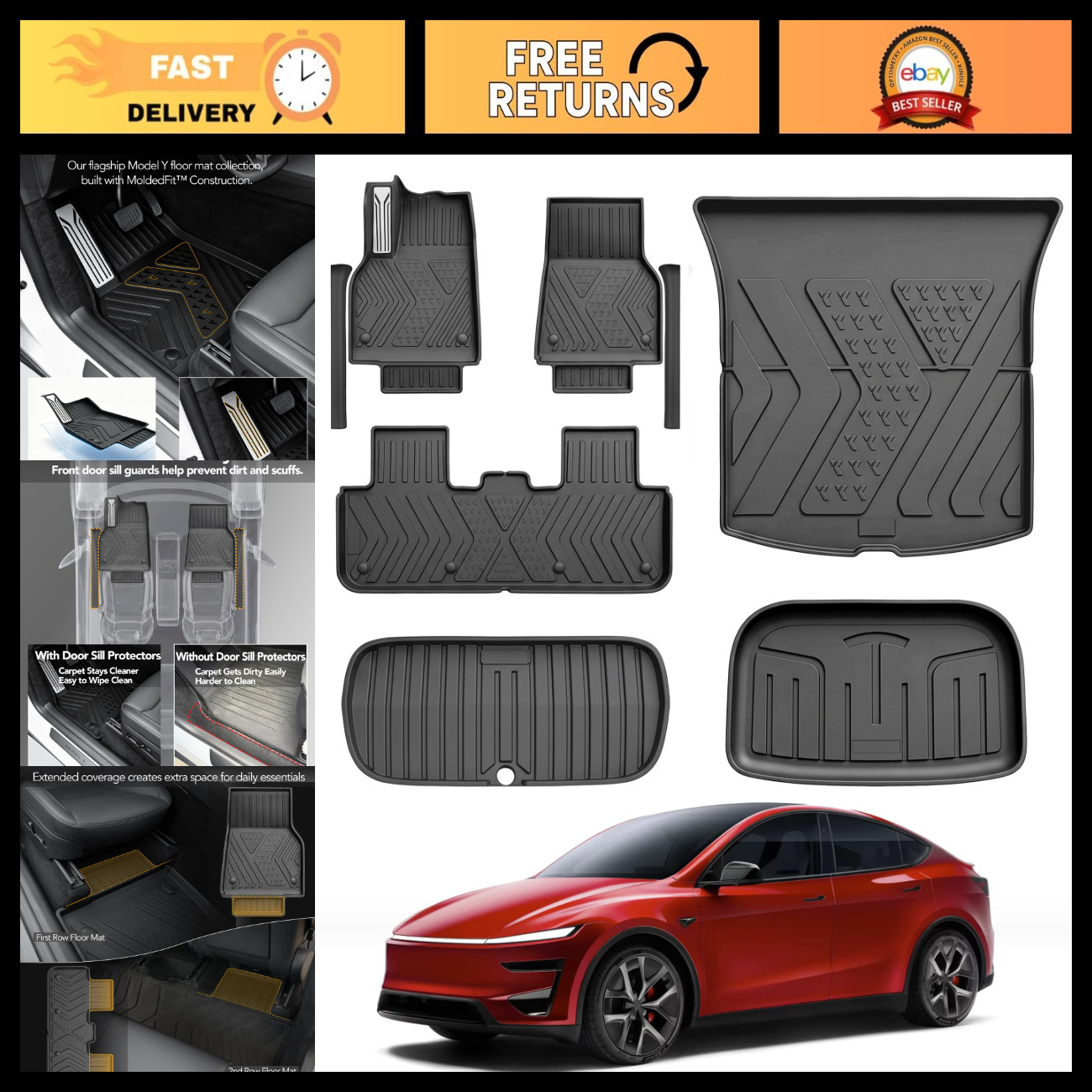 Tesla Model Y Floor Mats & Cargo Liners - Durable, All-Weather Protection 2026-2