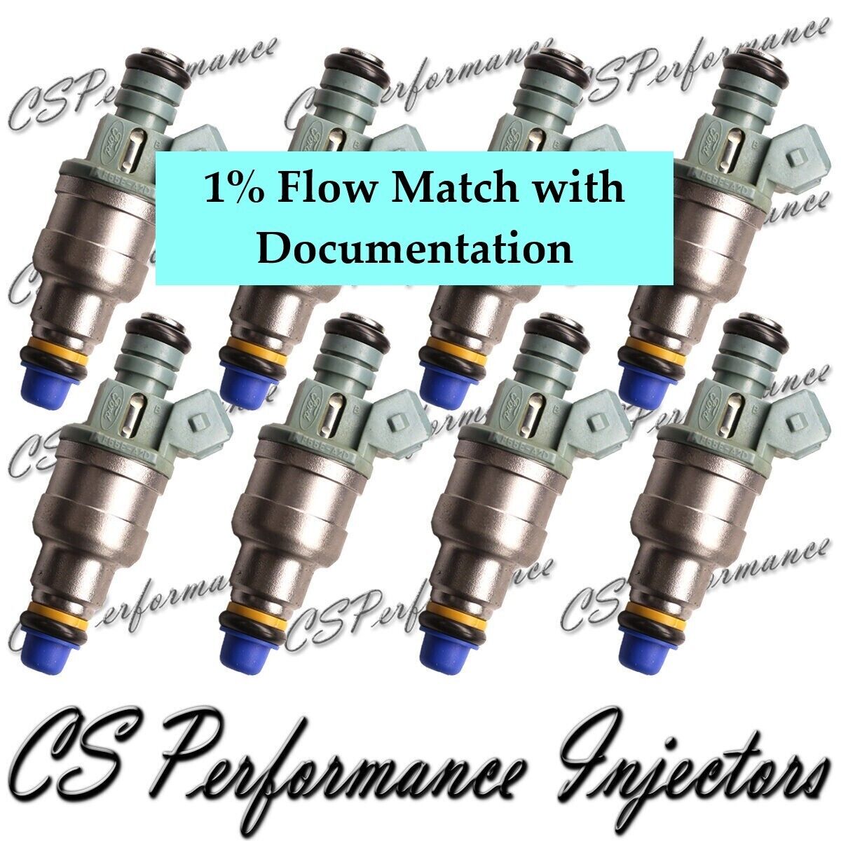 1% Flow Match Fuel Injector Set (8) F55E-A2D for 95-98 Ford Cobra Lincoln 4.6 V8