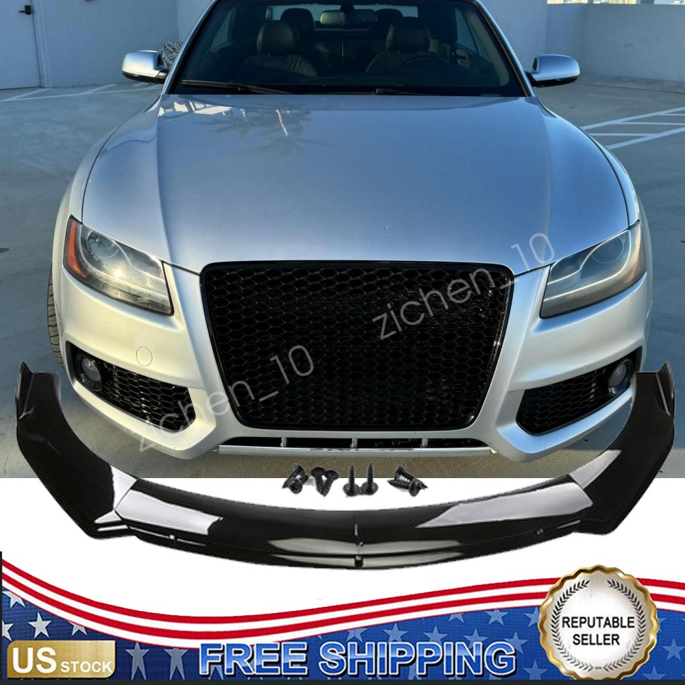 Glossy Black Front Bumper Lip 4PCS Body Fits For 2011 Audi S5 Cabriolet Prestige