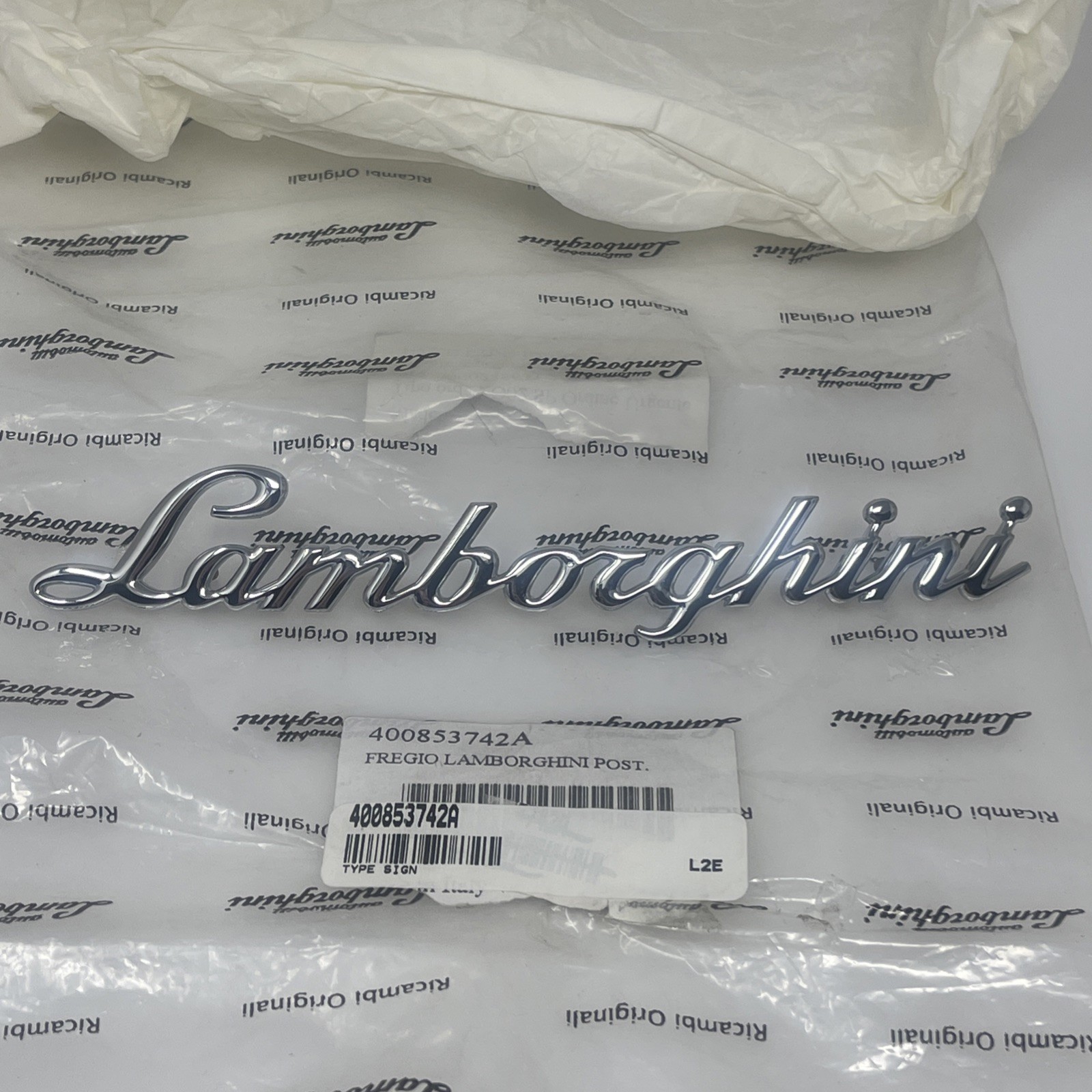 OEM Lamborghini Murcielago, Gallardo Script Ornament, 400853742A, New OEM Lamborghini Murcielago, Gallardo Script Ornament, 400853742A, New