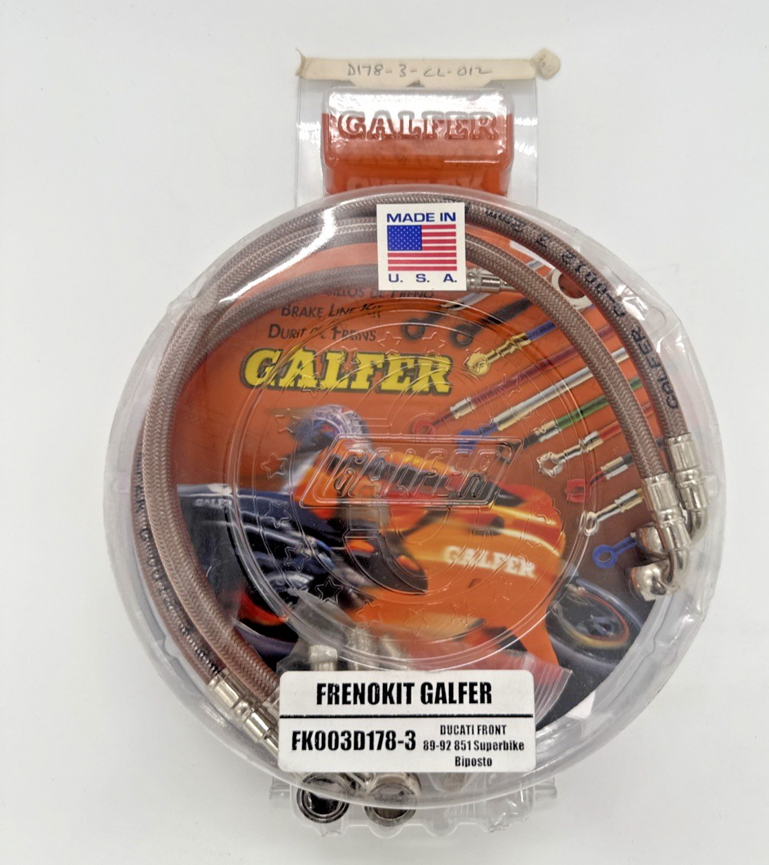 Galfer brake lines  Front-  FK003D178-3  1989-1992 Ducati 851 Superbike Biposto,