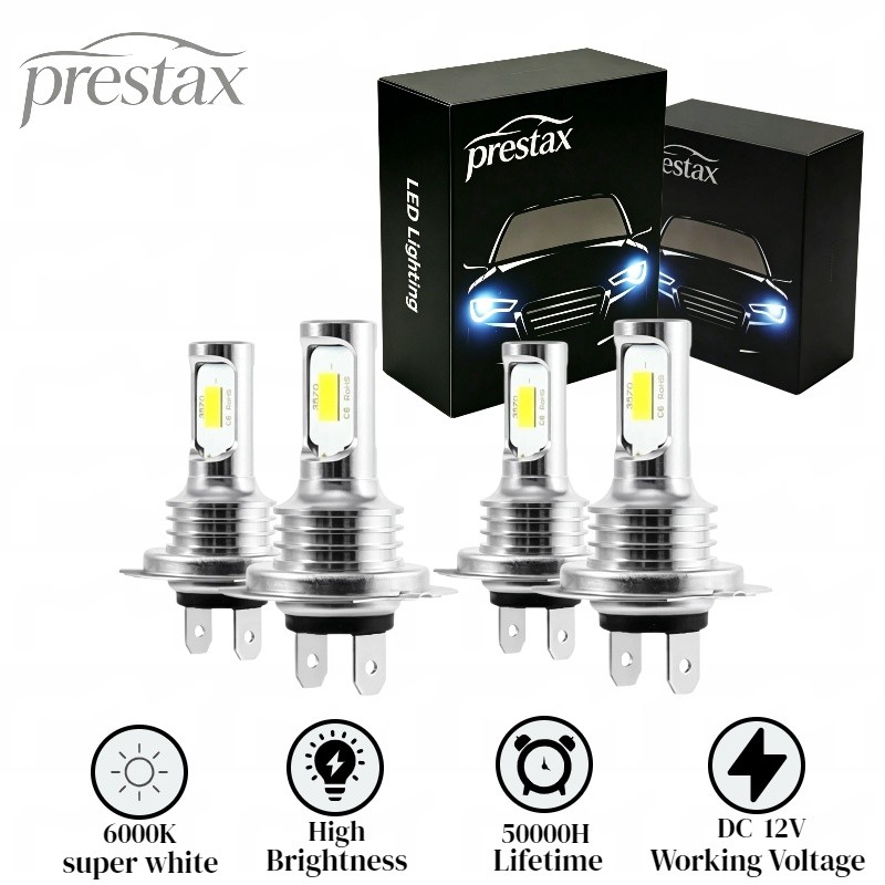H7+H7 Combo 4Pcs LED Headlight Bulbs Kit High Low Beam 10000K Super White Bright