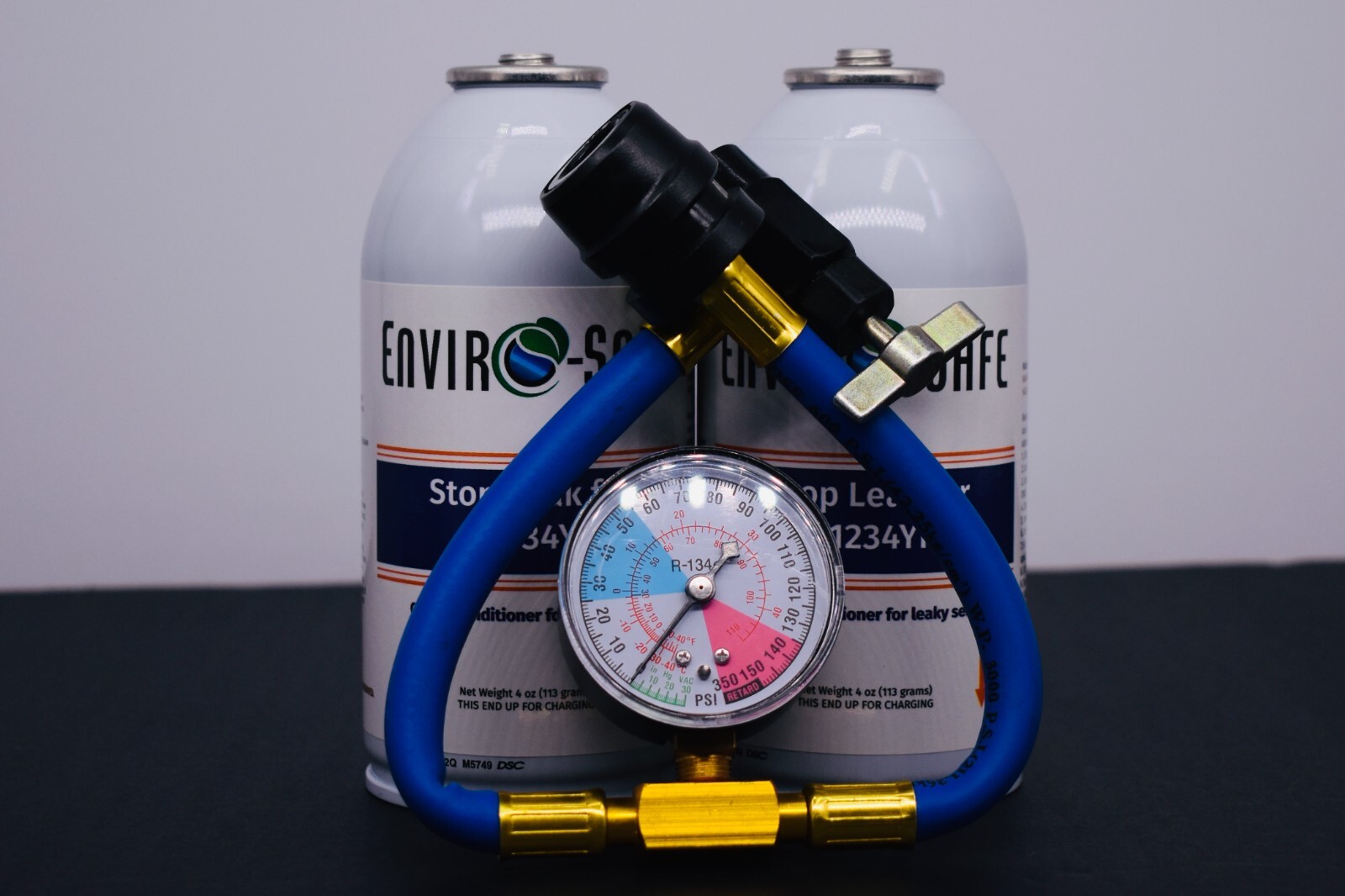 Enviro-Safe Stopleak for R1234YF, 2 cans and Economy Gauge, Stop Leaks Now