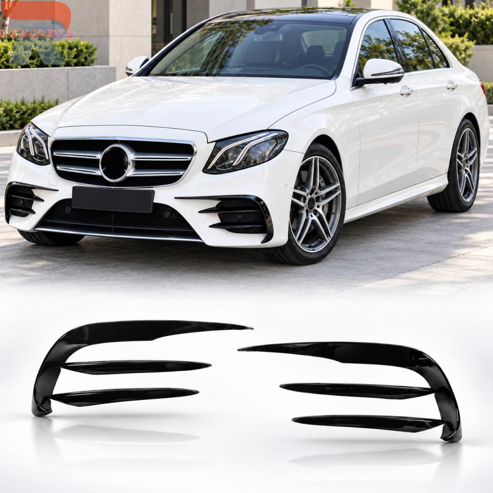 Gloss Black Canards Fins Decor For Benz E-Class W213 2016-2020 AMG-Line