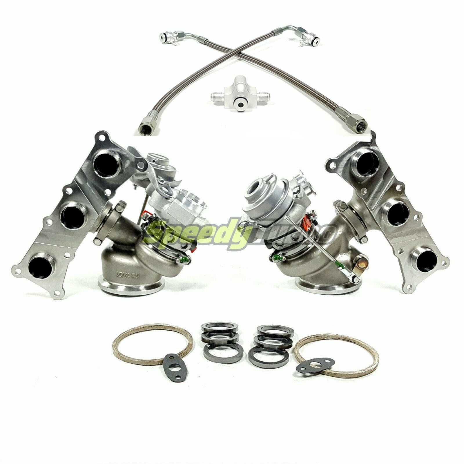 For BMW 135 535ixi TD04-19T Divided V4-2 6+6 Twin Turbos+Turbo Oil Feed Line Kit