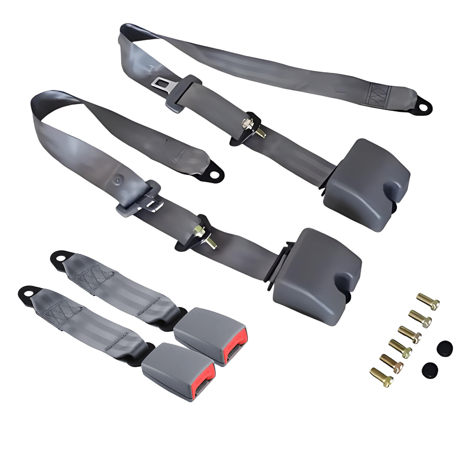 2 Pack 3‑Point Safety Seat Belt 290CM Grey For Jeep CJ‑5 / CJ‑7
