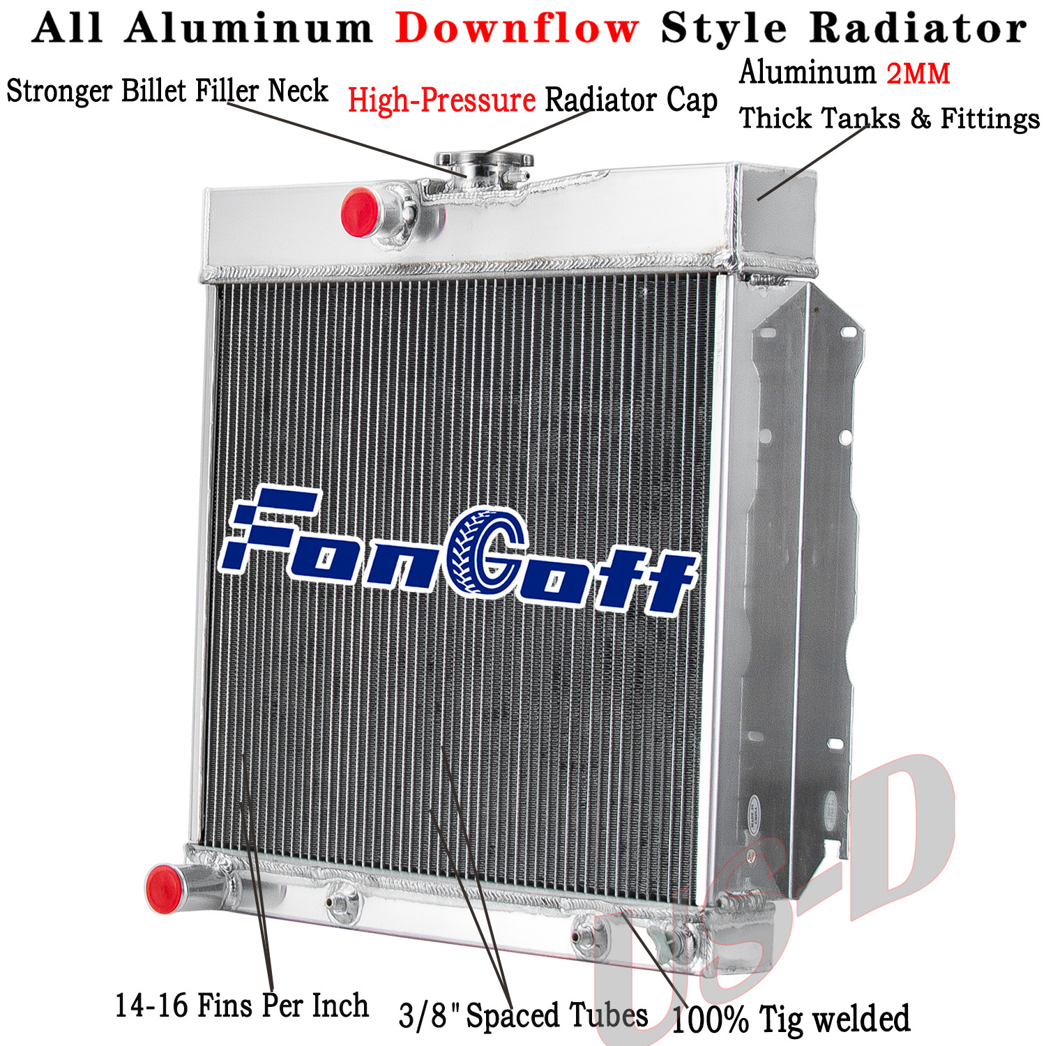 3-ROW Aluminum Radiator For 65-69 Dodge Coronet Polara 1966-69 Charger 4.5-7.2