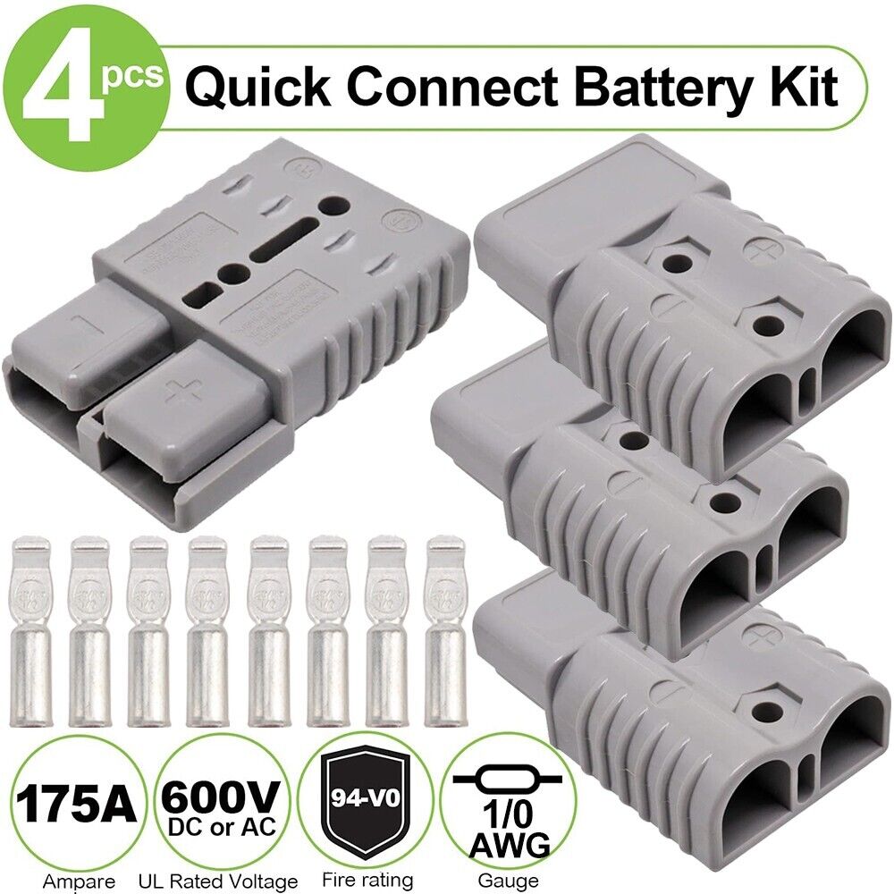 4X Battery Plug Quick Connect Disconnect Electrical Kit 1/0 Gauge Winch Trailer