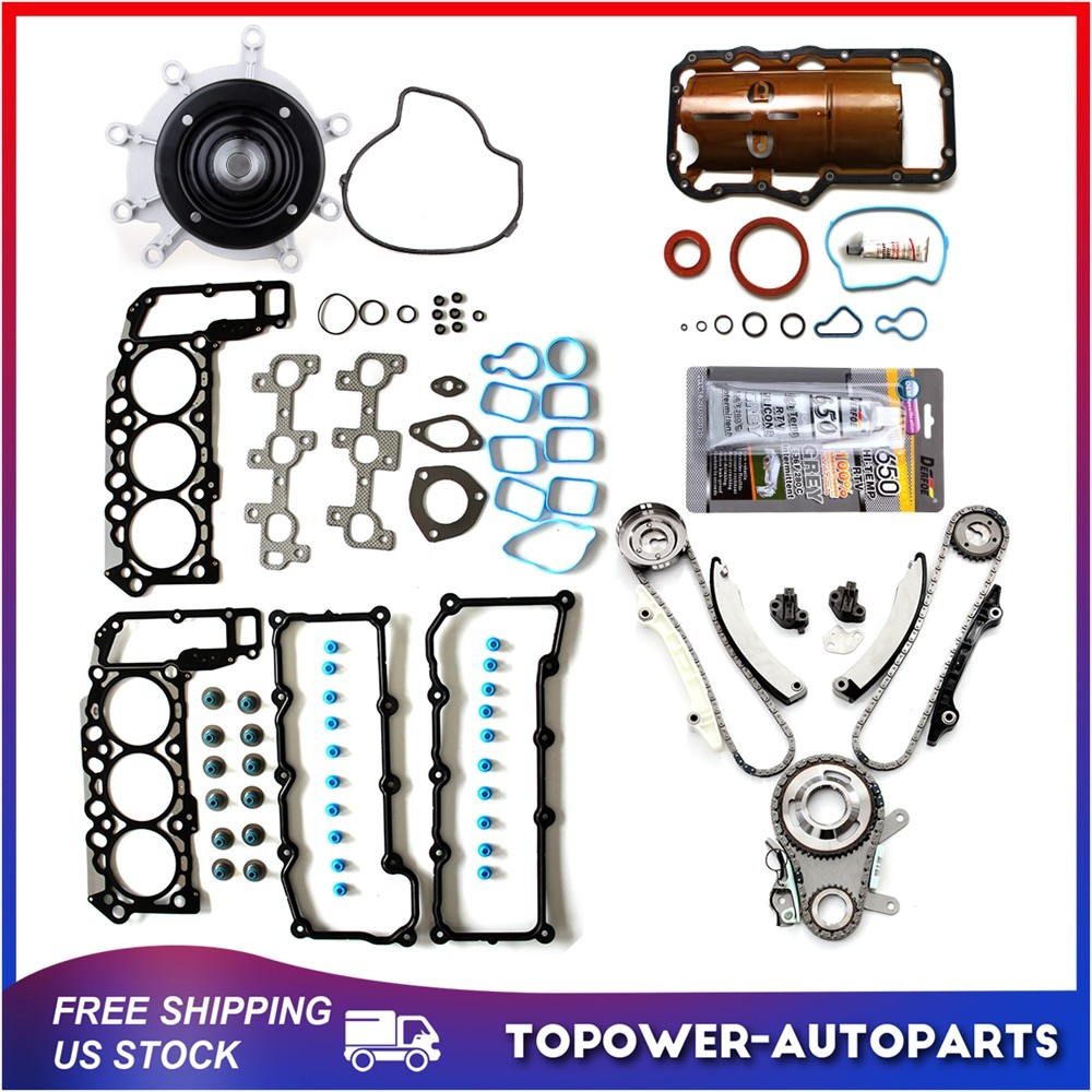 Fits 2002-2003 Jeep Liberty 3.7L Full Gasket Set Water Pump Timing Chain Kit