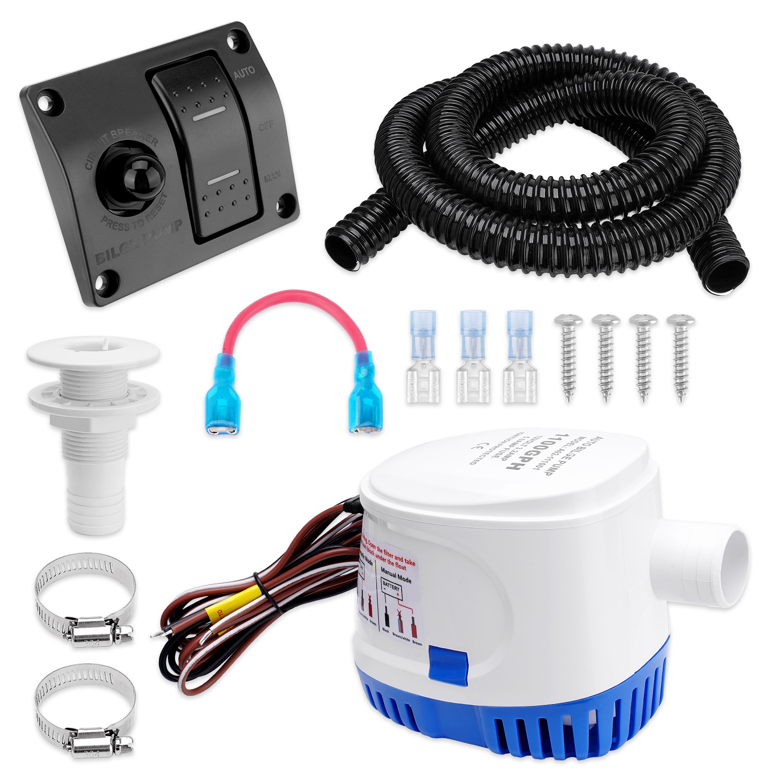 1100 GPH 12V Automatic Submersible Boat Bilge Water Pump 3 Way Switch for Boats