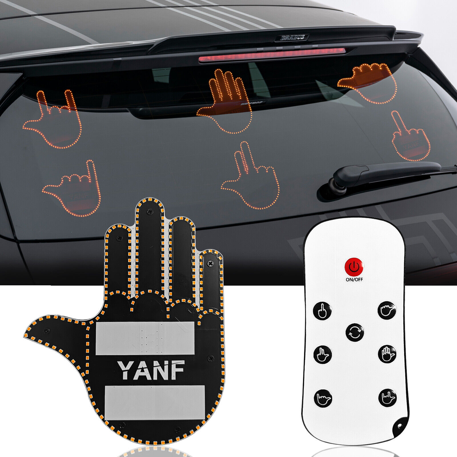 The Glogesture - Led Hand Sign Middle Finger Car Light Fun with Remote Road Rage