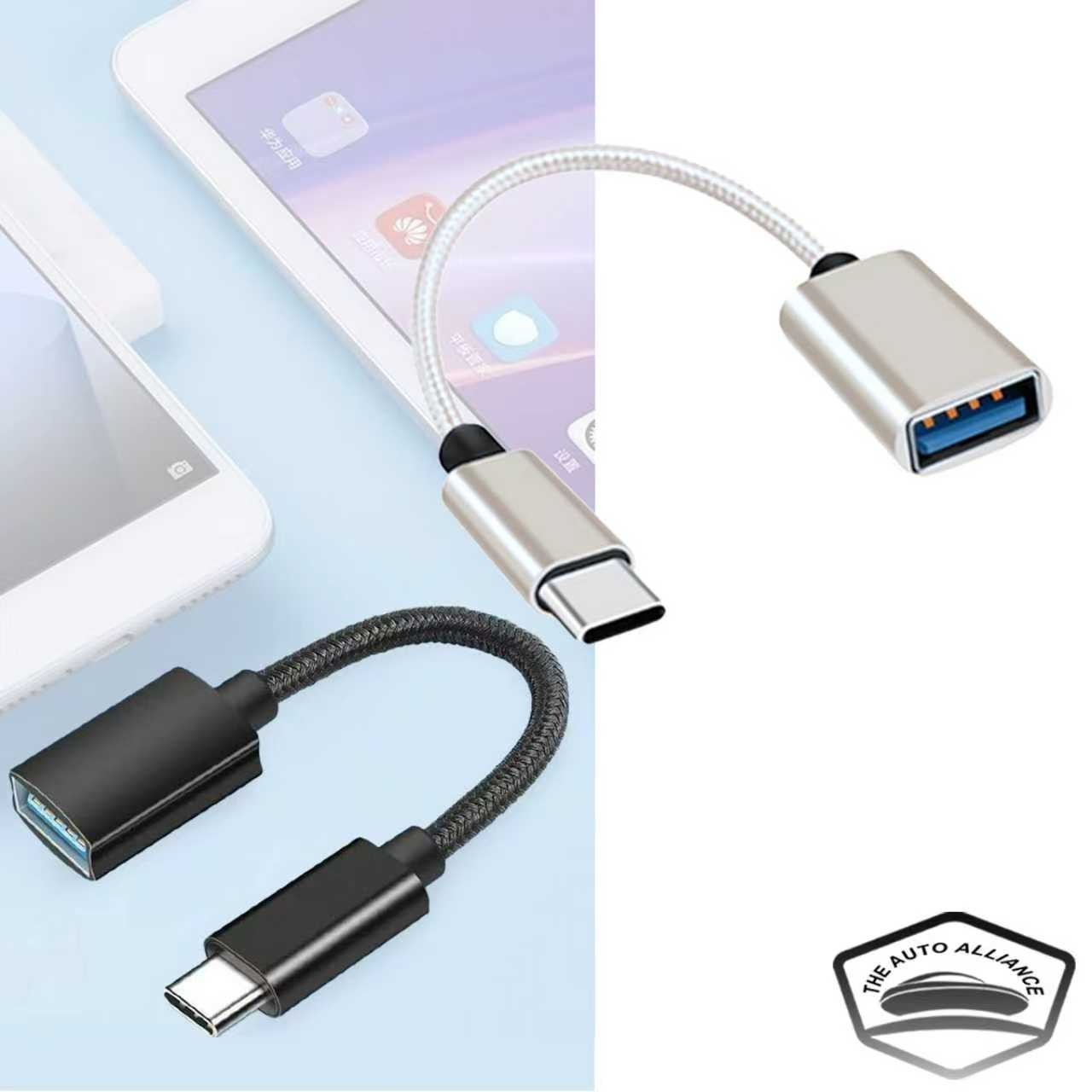 2PCS Type-C to USB 3.0 A Female OTG Converter Data Cable Silver