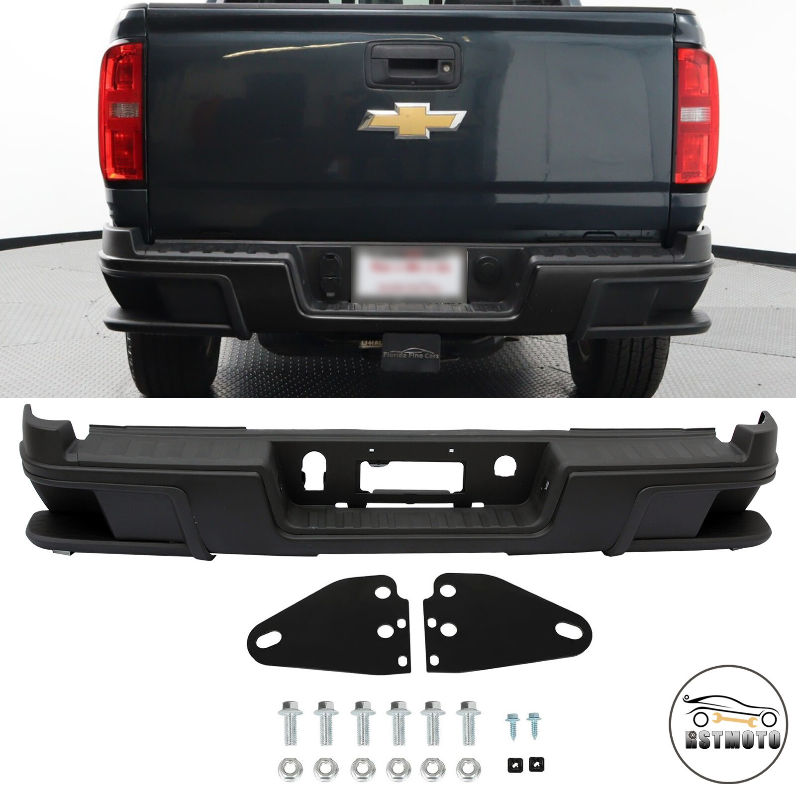 Black Rear Step Bumper Assembly for 2015-22 Chevy Chevrolet Colorado GMC Canyon