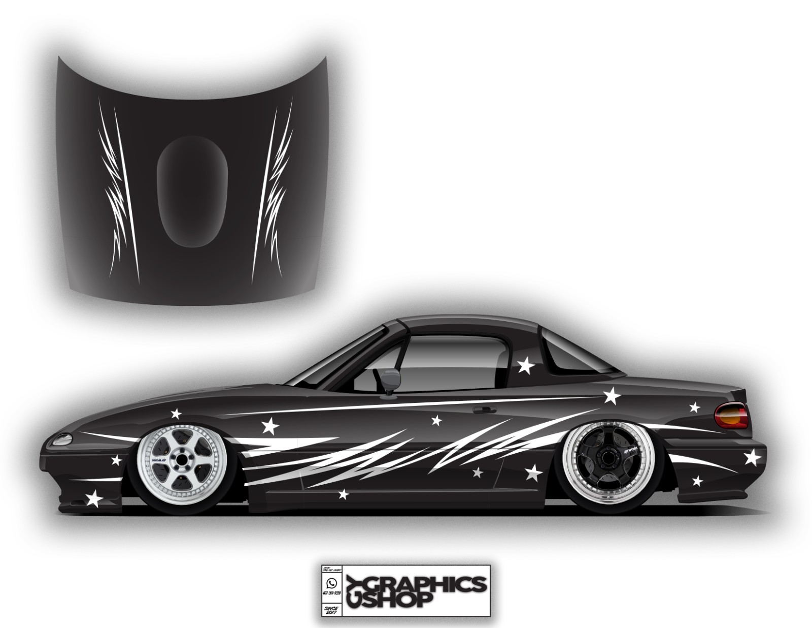 HAKANAI V2 Livery Sides Custom Racing decals drift Decal Sticker Banner JDM