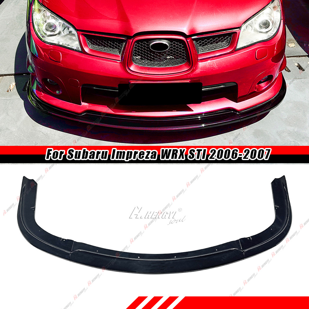 S204 Gloss Black Front Bumper Spoiler Lip For 2006-2007 Subaru Impreza WRX STi