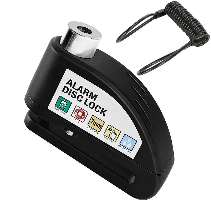 Loud Alarm Anti-theft Brake Lock eBike Motorcycle  Security Wheel DiscLock Black