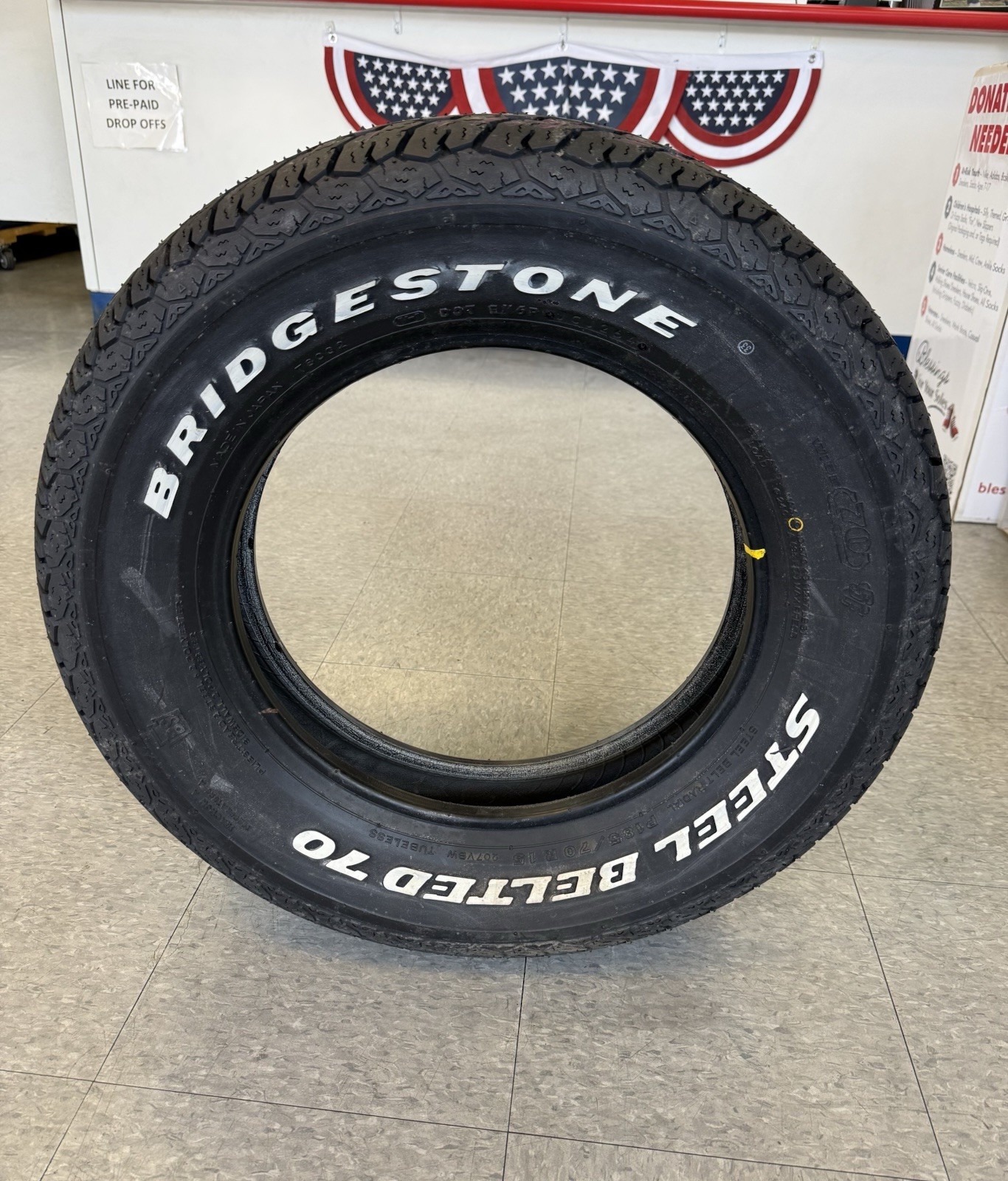Vintage Bridgestone Steel Belted 70 Tire P185/70r15