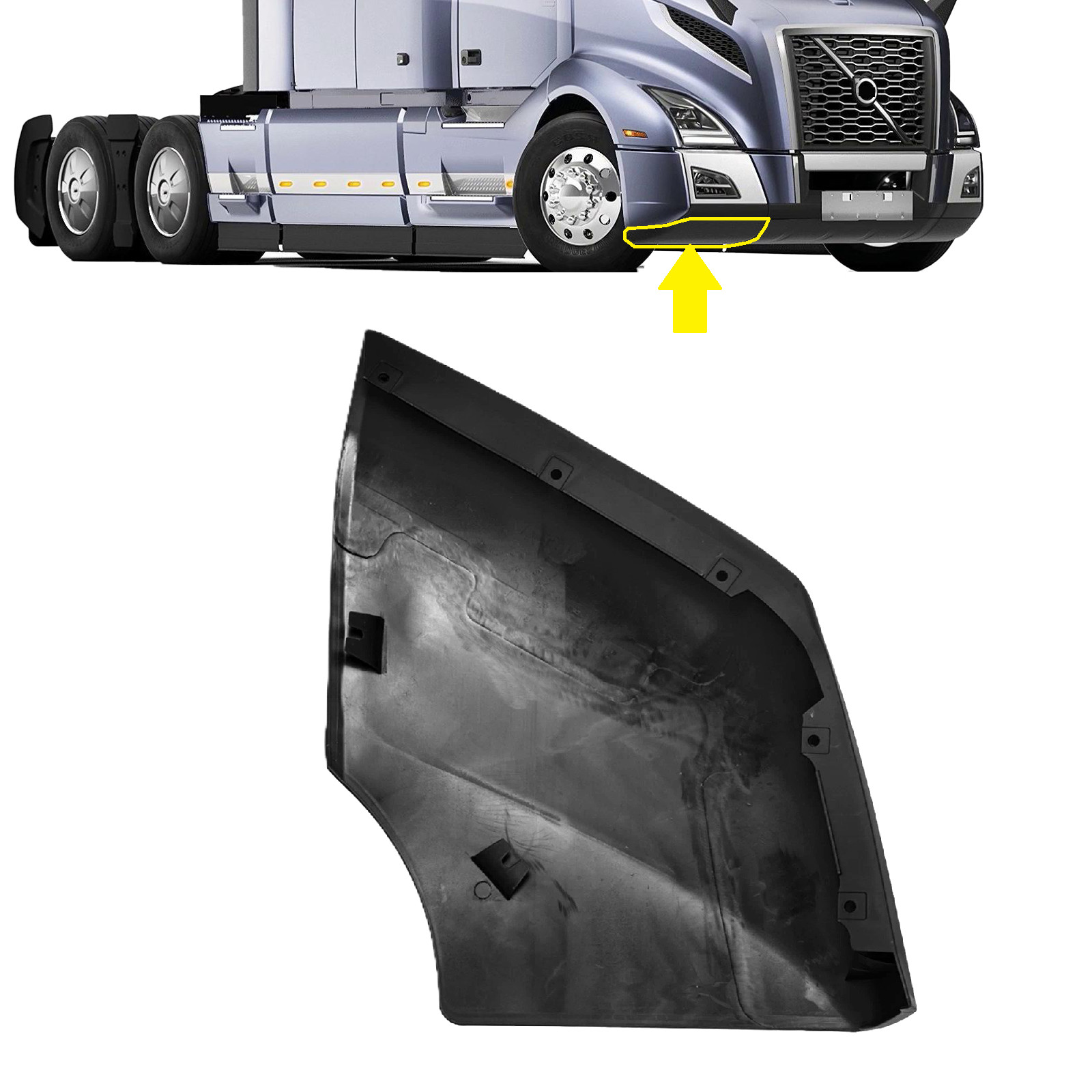 Front Bumper Air Flow Deflector Right (Passenger) Side for Volvo VNL 2018-2025 Front Bumper Air Flow Deflector Right (Passenger) Side for Volvo VNL 2018-2025