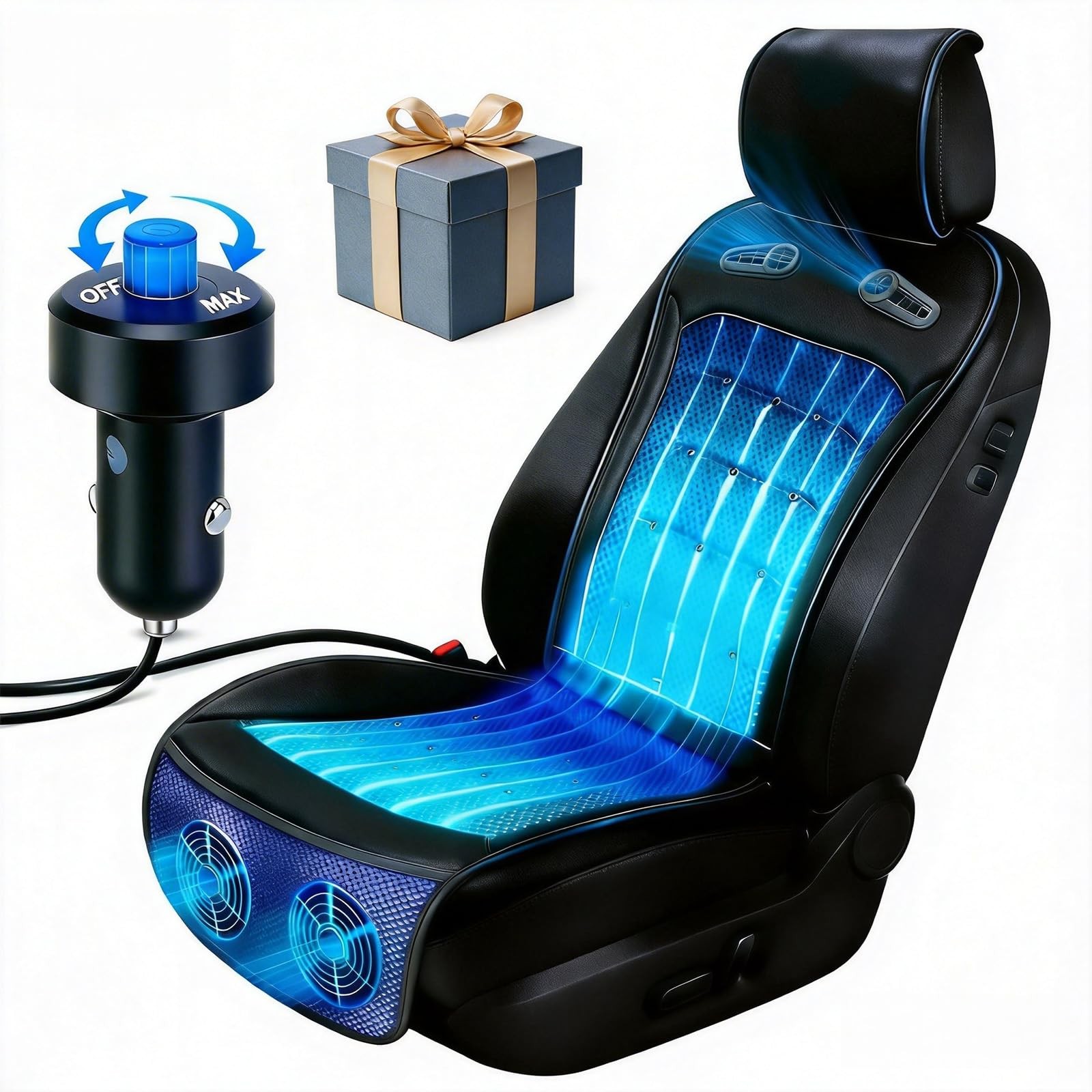 MYAYLYGO Upgraded Cooling Car Seat Cover with 3-Second Fast Cooling(Black