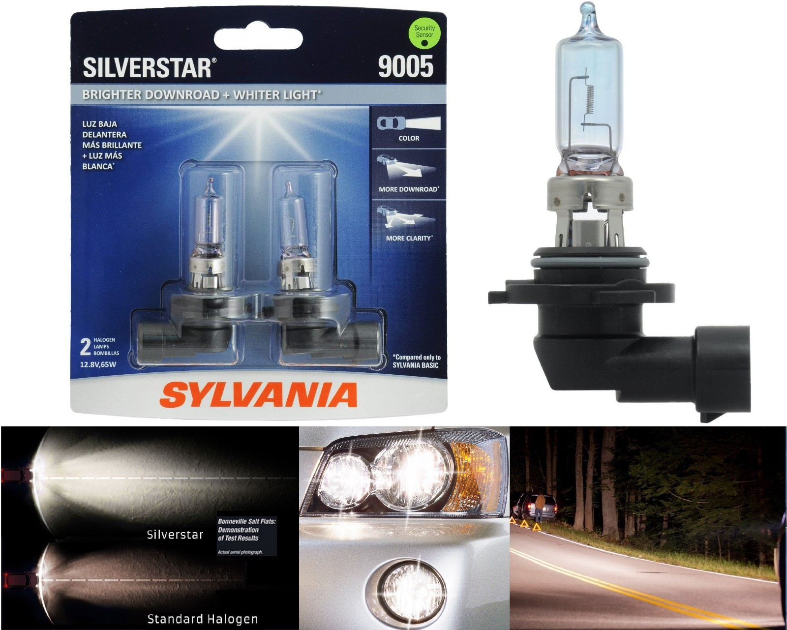Sylvania Silverstar 9005 HB3 65W Two Bulbs Head Light High Beam Replace Stock OE